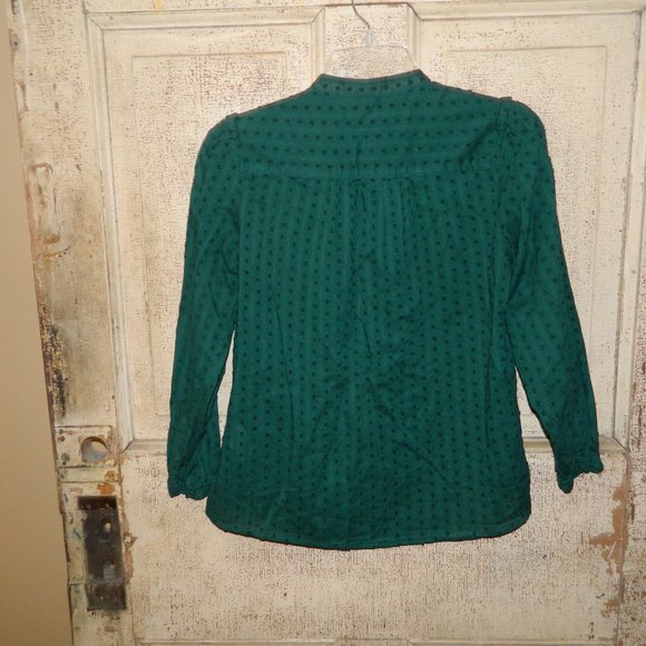 J. Crew Swiss dot Puff Long Sleeve Top Blouse Size XXS (D-5) - Picture 4 of 4